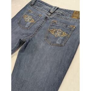 Candie's Sz 9 Med Wash Embroidered, Distressed, Whiskered,Straight Leg Jeans VTG